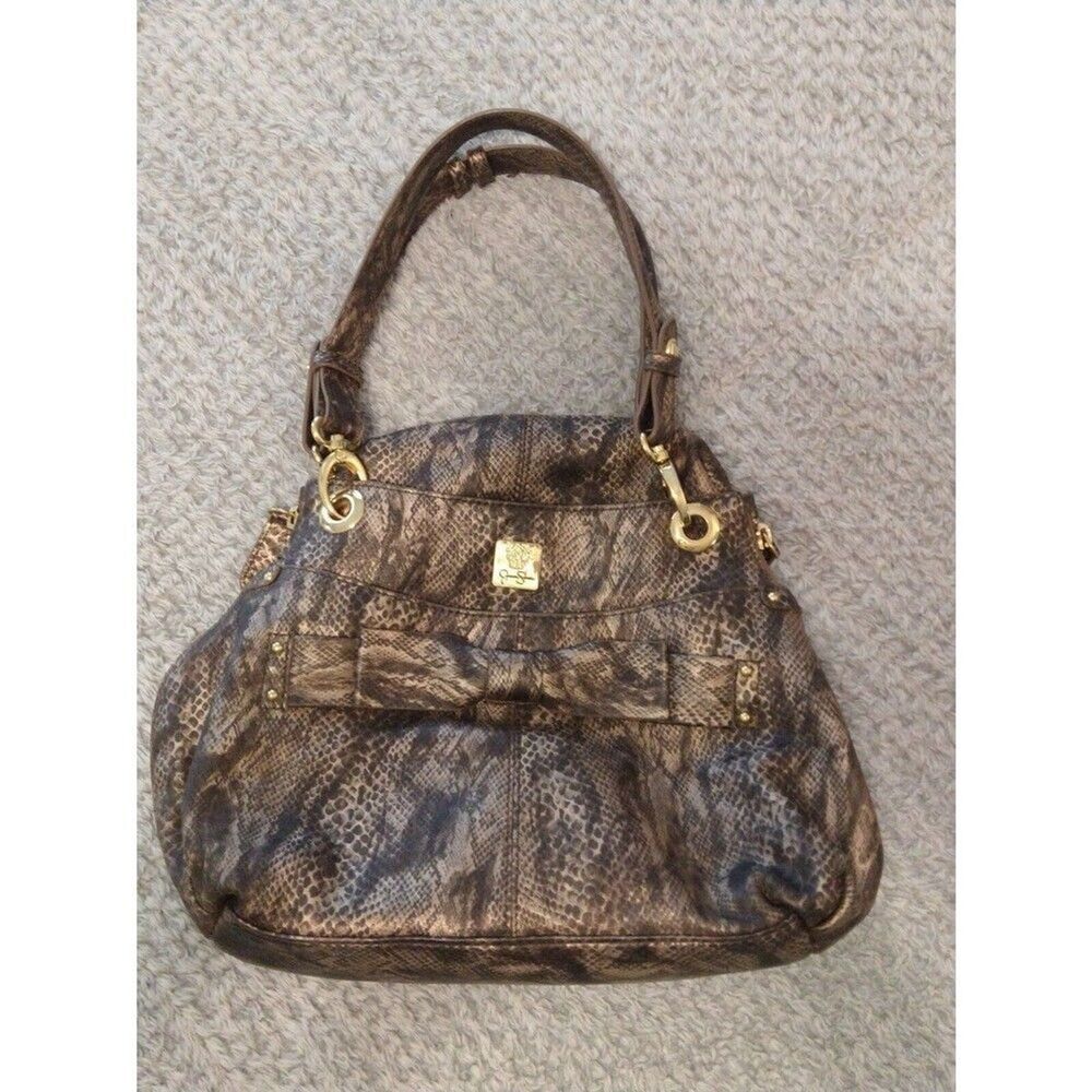 Jessica Simpson bow snakeskin handbag Y2K City Vintage Feminine Bow - Picture 2 of 12